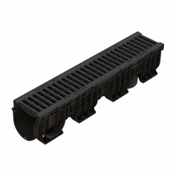 Канал (лоток) водоотводный ЛВ-15.21.22 PolyMax Basic пластиковый с решеткой 0824082-М 1000x210 мм H=217 мм Standartpark