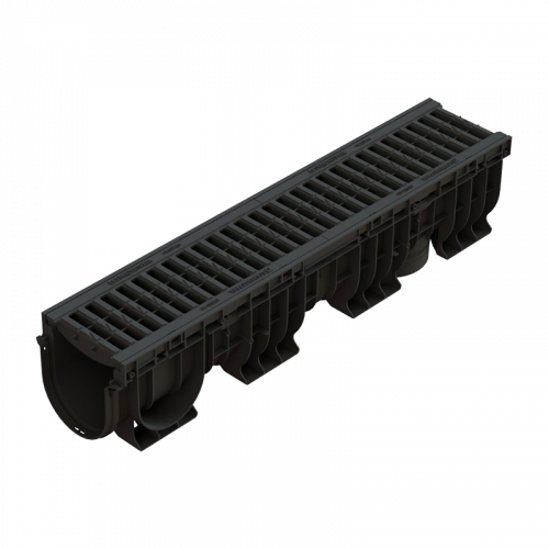 Канал (лоток) водоотводный ЛВ-15.21.22 PolyMax Basic пластиковый с решеткой 0824082-М 1000x210 мм H=217 мм Standartpark