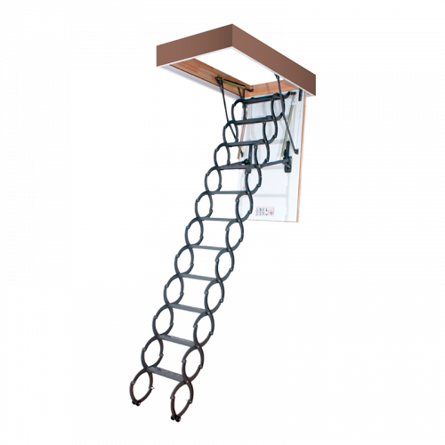 Лестница чердачная Fakro LST 70x120x260/280 ножничная металлическая, 2 поручня