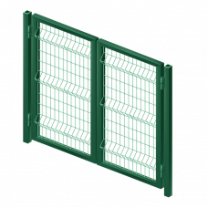 Ворота распашные (откр. внутрь/наружу) Каскад 3D Классик Zn + ППК RAL6005 ячейка 50x200 4000x1700 мм, комплект