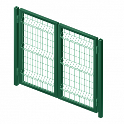 Ворота распашные (откр. внутрь/наружу) Каскад 3D Классик Zn + ППК RAL6005 ячейка 50x200 4000x1700 мм, комплект