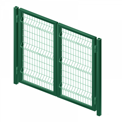Ворота распашные (откр. внутрь/наружу) Каскад 3D Стандарт Zn + ППК RAL6005 ячейка 60x200 4000x2000 мм, комплект
