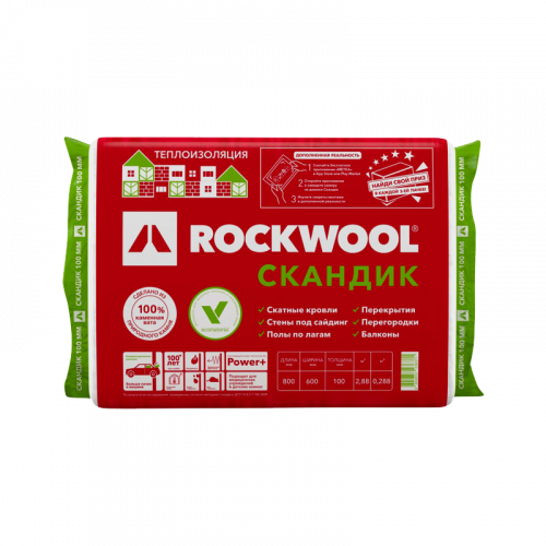 Rockwool Лайт Баттс Скандик плита 800x600 100 мм 6 шт.