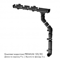 Комплект водостока 9 x 3 м. Docke PREMIUM 120/85 Графит RAL7024