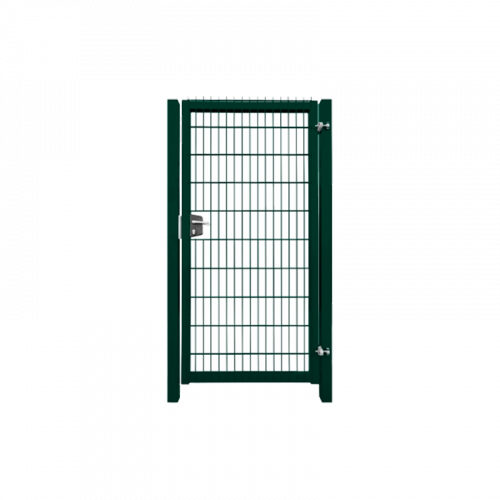 Калитка с замком с наполнением из сварной сетки Grand Line 2D Bastion PE RAL6005 ячейка 55x200 1000x2030 мм